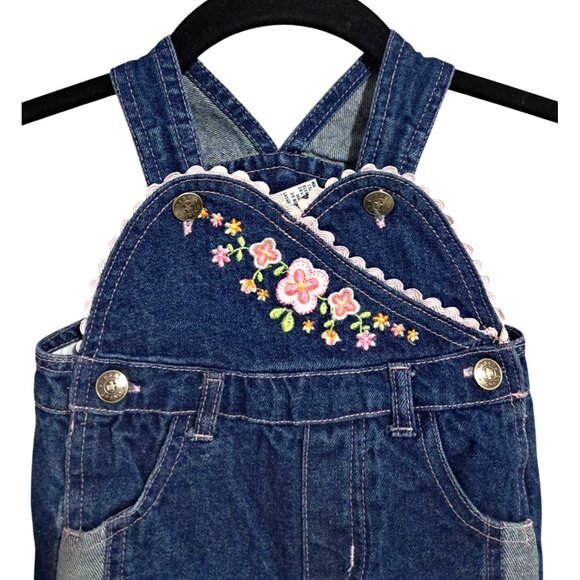 Baby Grand Infant Girls Embroidered Denim Overalls 3-6M - Picture 5 of 11